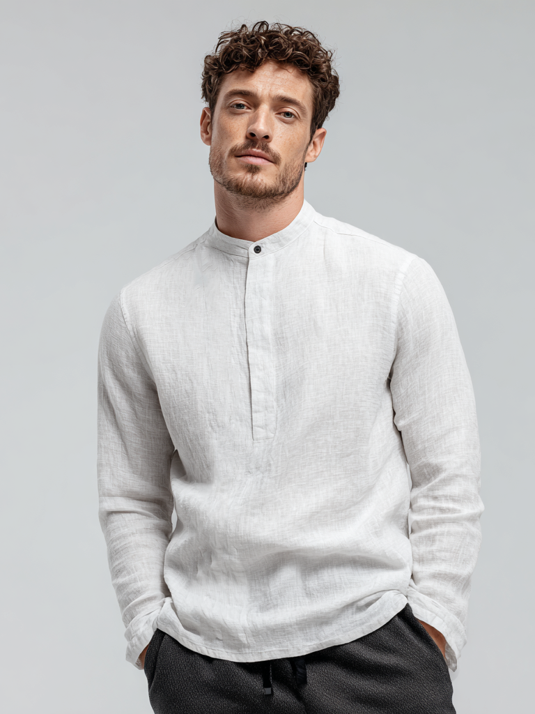 Men's casual linen long-sleeved shirt