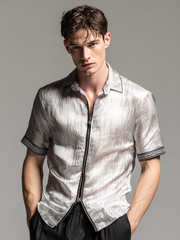 Men's silk casual short-sleeved shirt