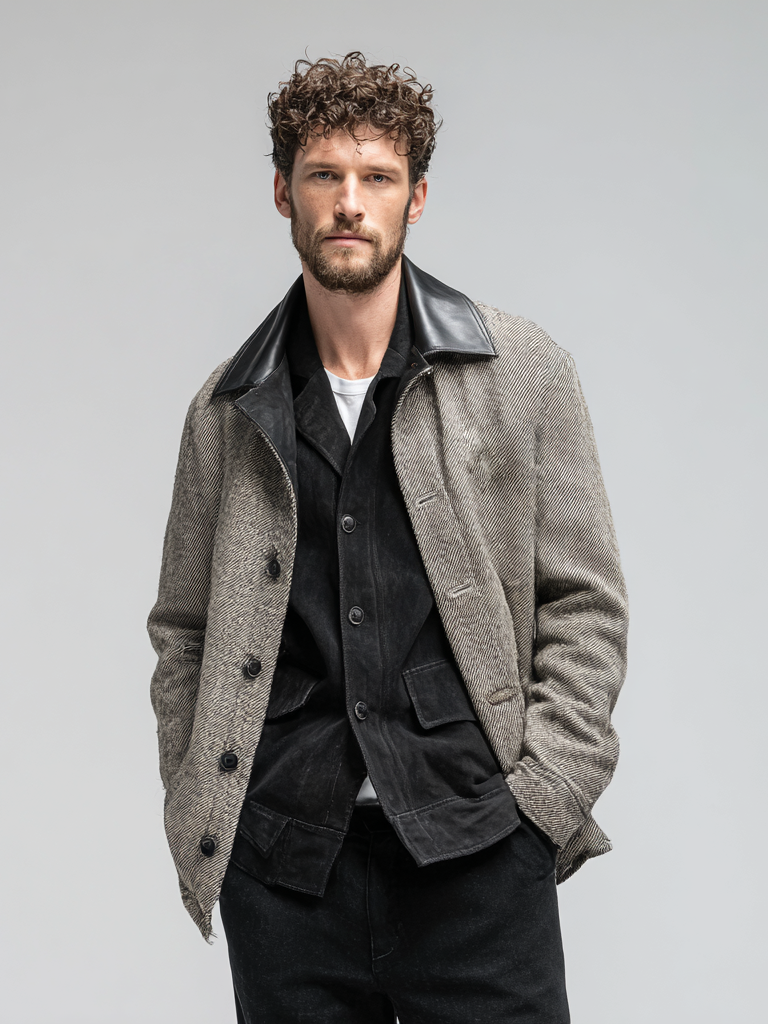 Men's twill patchwork fashion coat