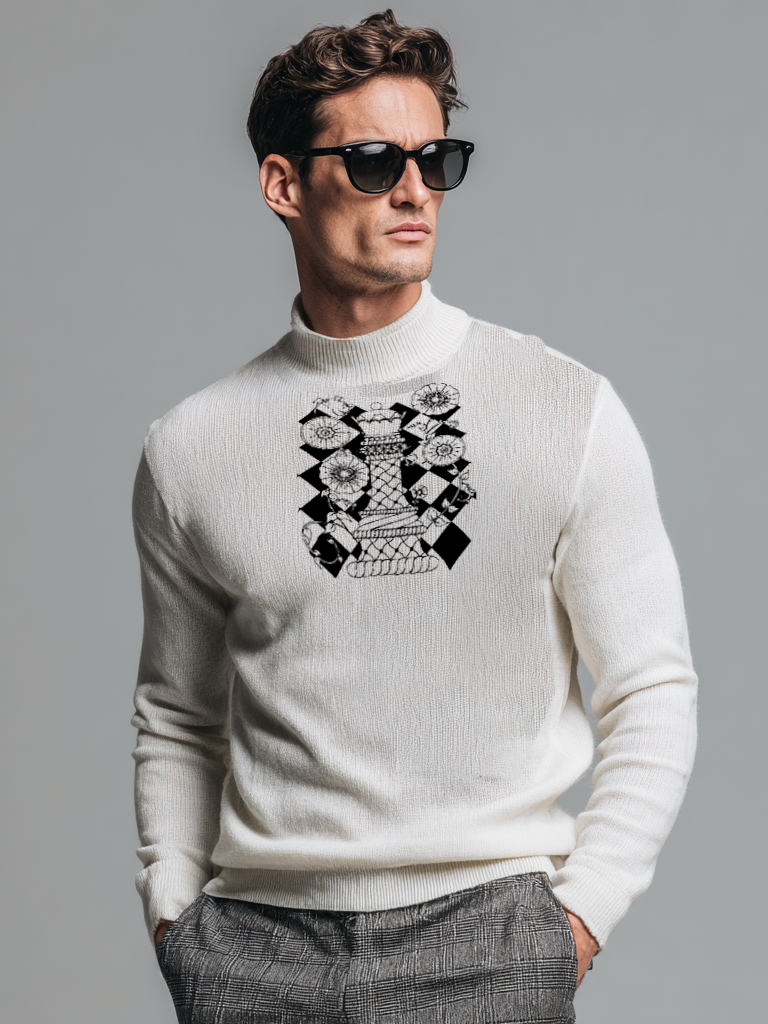 Men's checkerboard round-neck knitted top Men's checkerboard round-neck knitted top