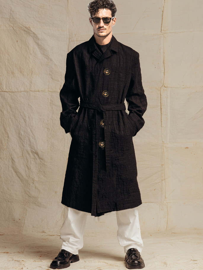 Men's long lapel coat (with belt) Men's long lapel coat (with belt)