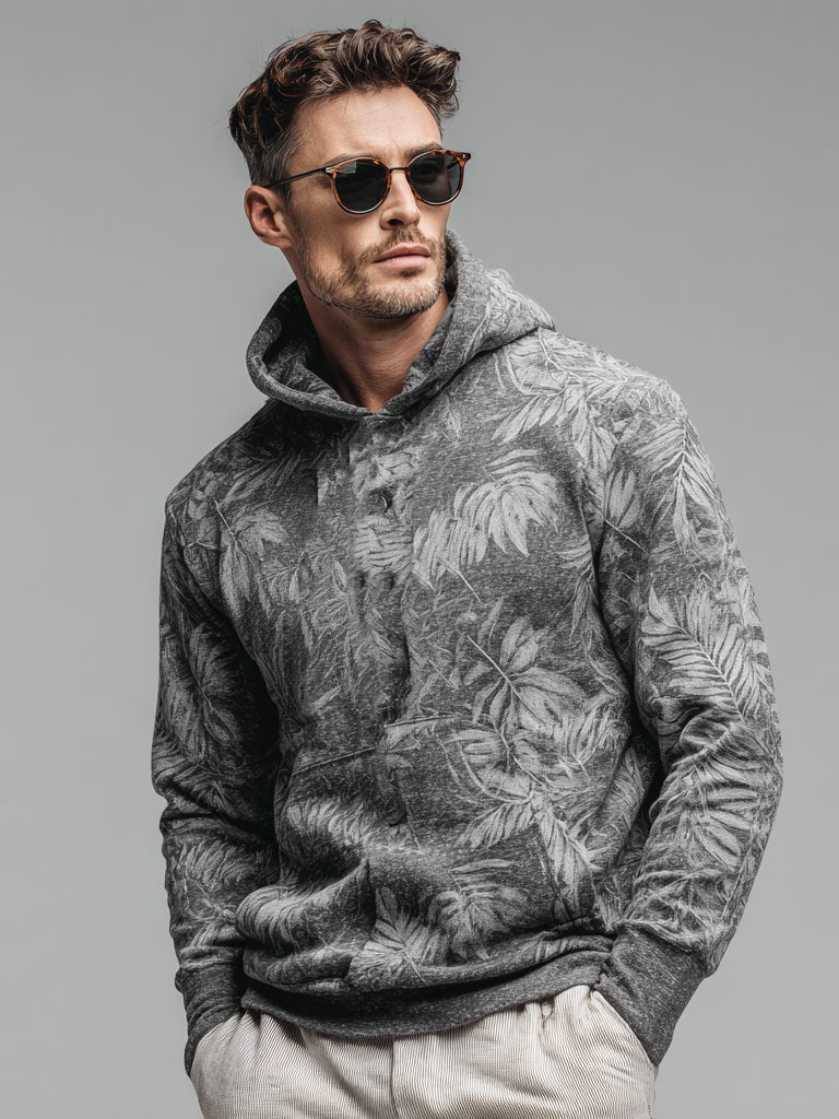 Men's printed hooded sweatshirt