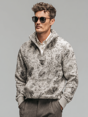 Men's printed stand-up collar hoodie