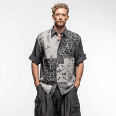 Men's casual linen printed shirt