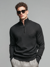 Men's zippered stand-up collar knitted long-sleeved top
