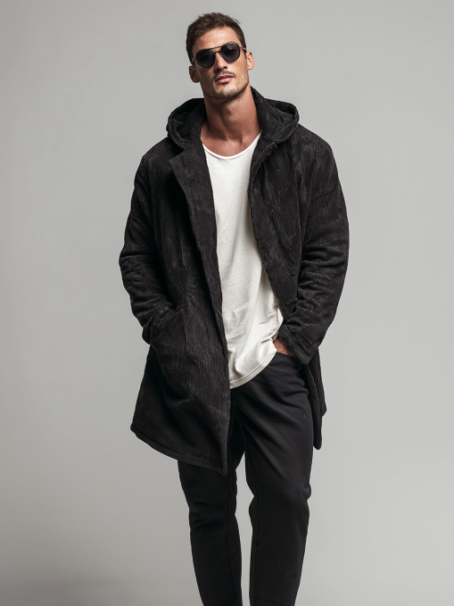 Men's corduroy hooded folding robe Men's corduroy hooded folding robe