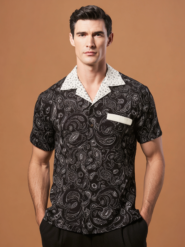 Men's casual linen printed shirt Men's casual linen printed shirt