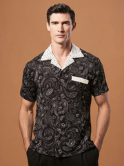Men's casual linen printed shirt
