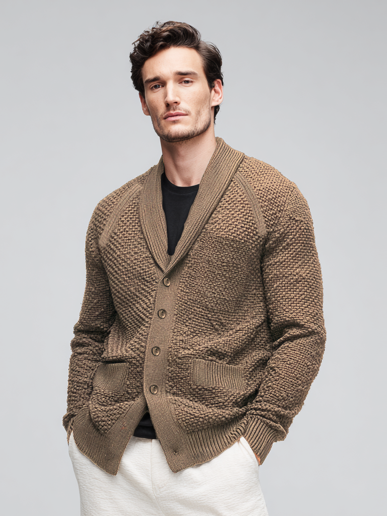 Casual men's knitted pocket coat