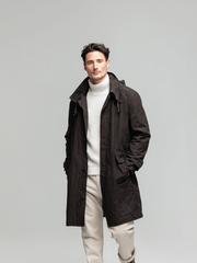 Men's casual long hooded trench coat