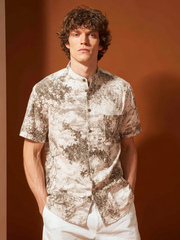 Men's casual linen printed shirt