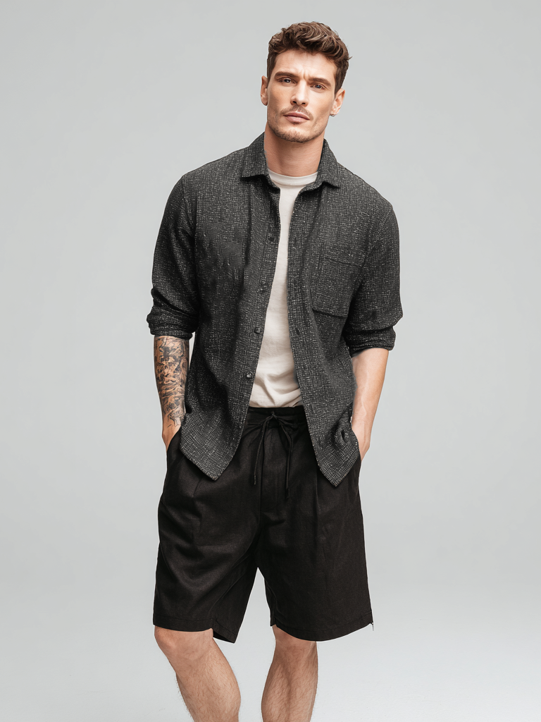 Men's pocket casual long-sleeved shirt Men's pocket casual long-sleeved shirt