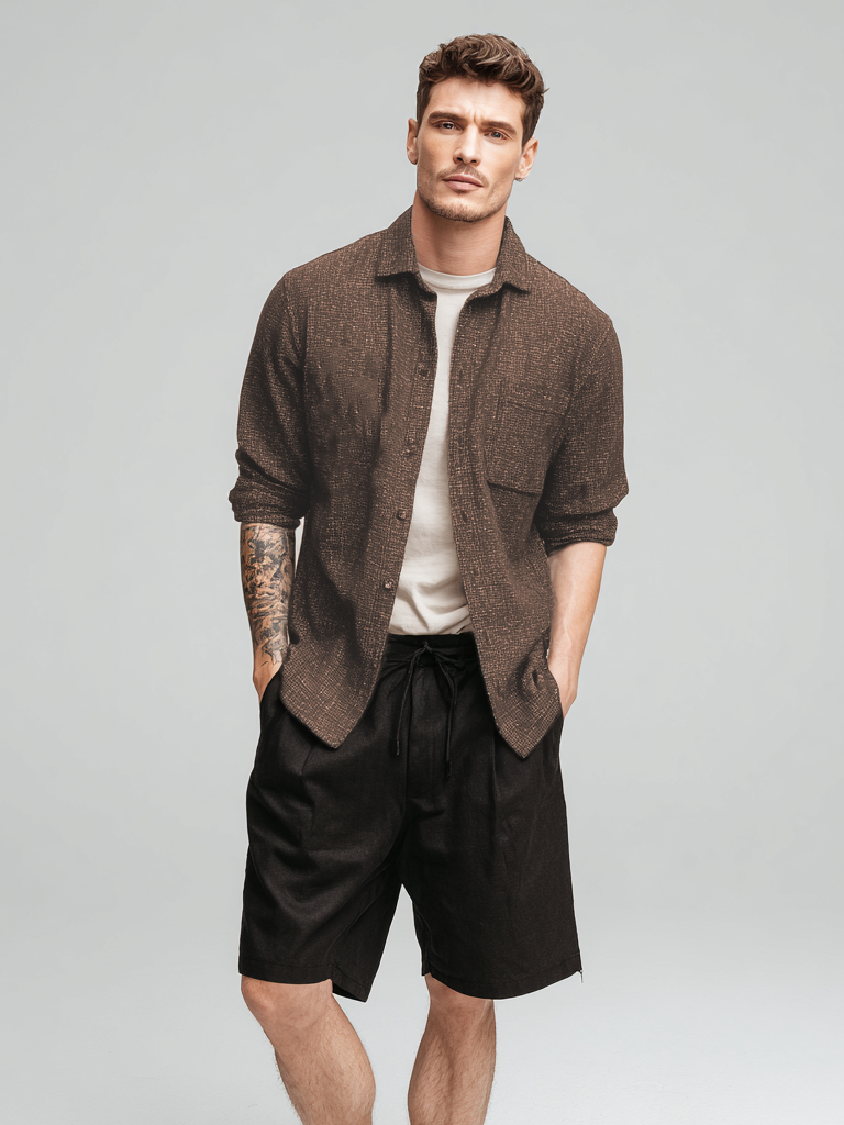 Men's pocket casual long-sleeved shirt Men's pocket casual long-sleeved shirt