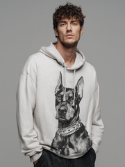 Men's casual Doberman print hooded sweatshirt