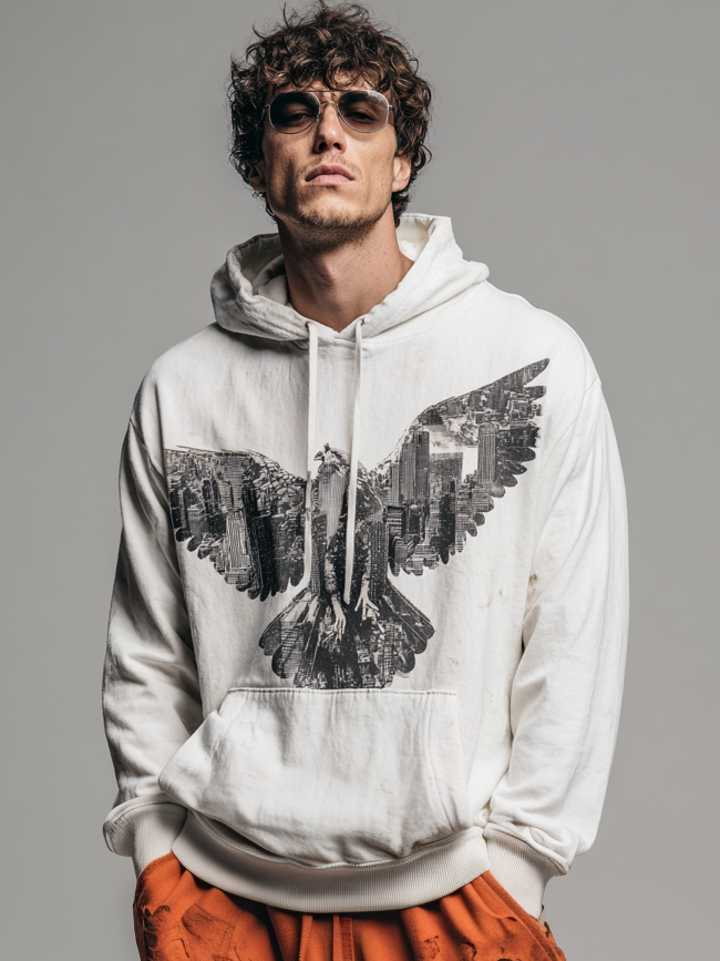 Men's casual photo patchwork printed sweatshirt