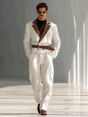Fashionable men's snake-patterned patchwork suit set (with belt