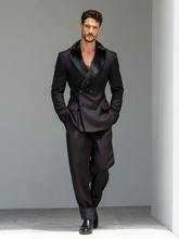 Men's fashionable plush collar suit set