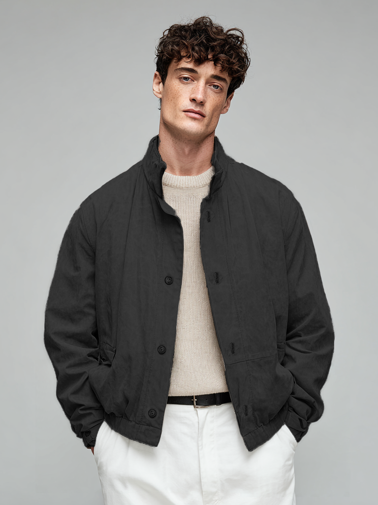 Casual men's short stand-up collar coat