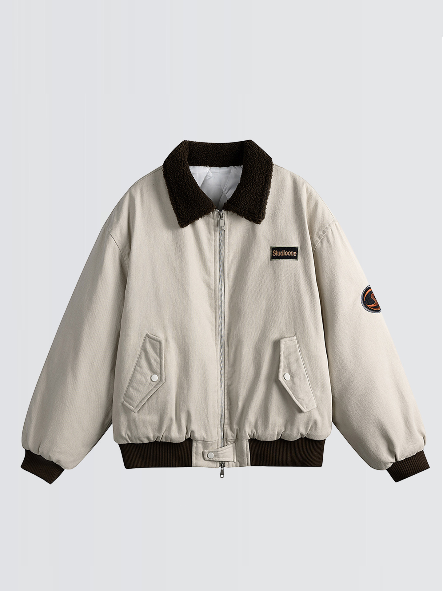 Embroidered wool collar cotton coat