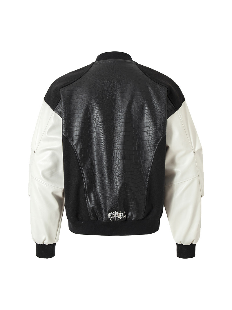 Leather printed baseball jersey