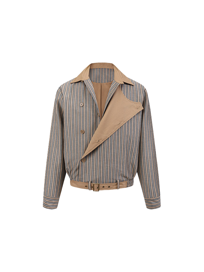 Striped button design coat
