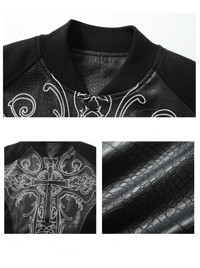Leather printed baseball jersey