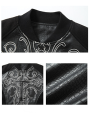 Leather printed baseball jersey