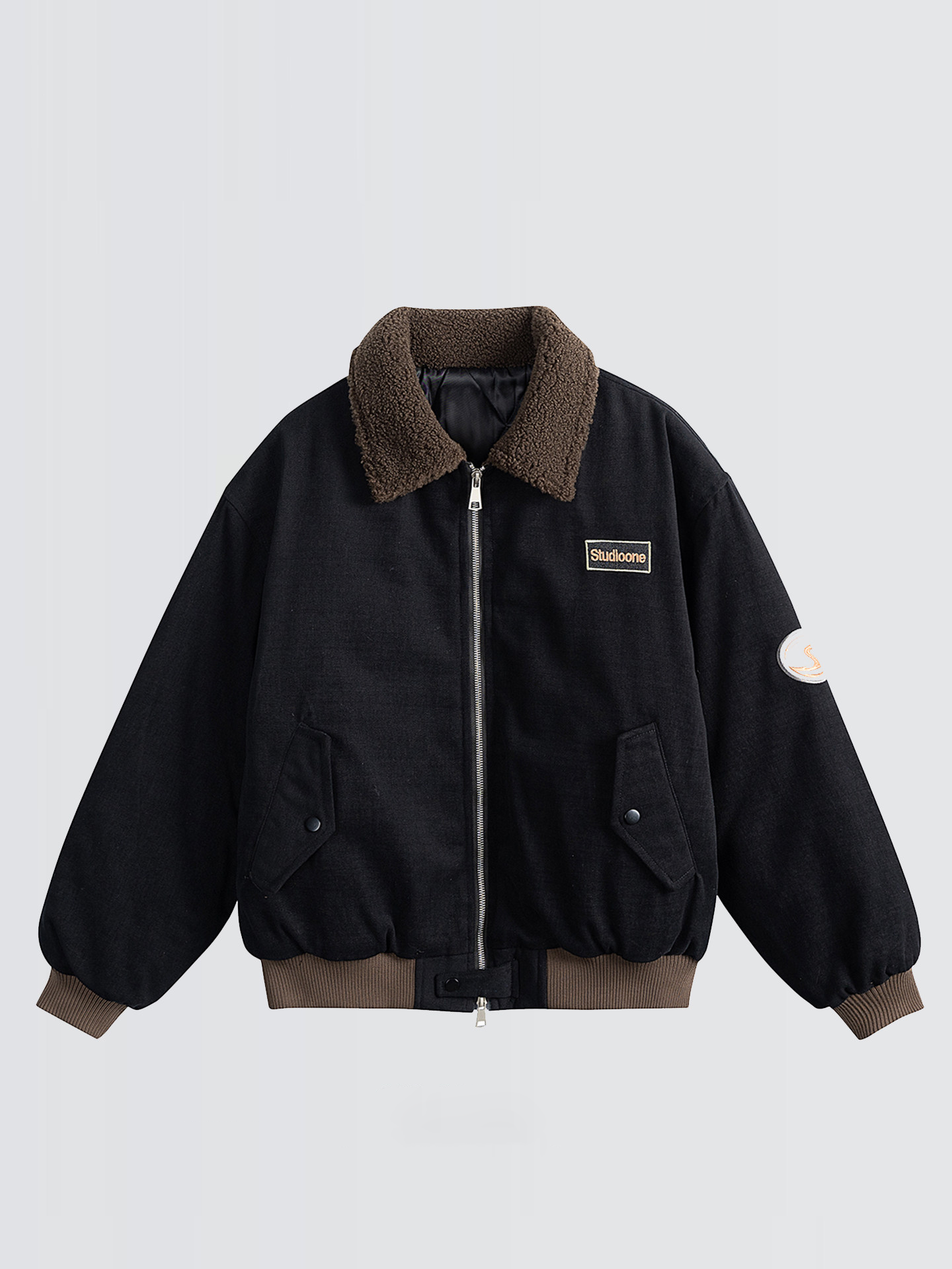Embroidered wool collar cotton coat