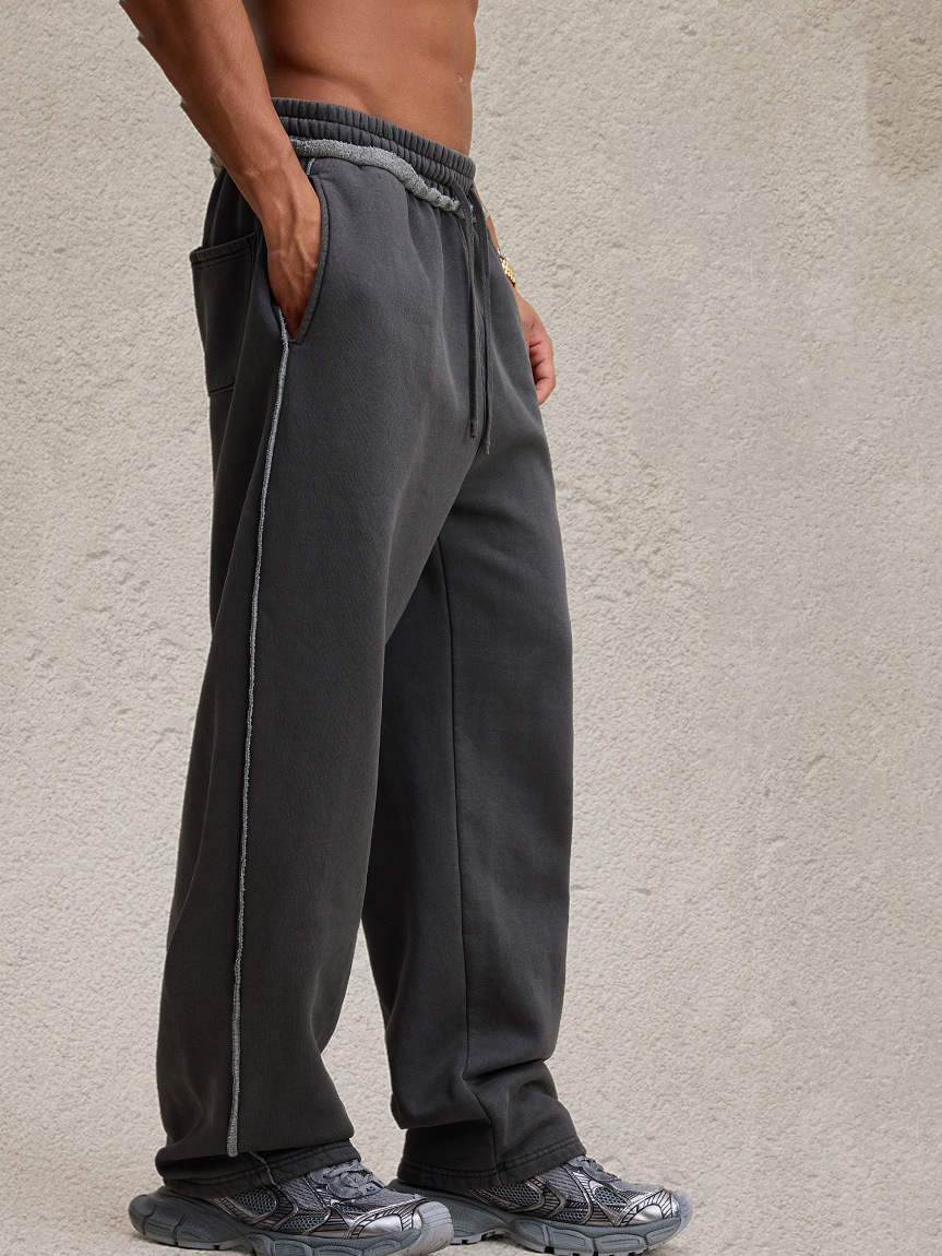 Knitted rolled-edge casual pants