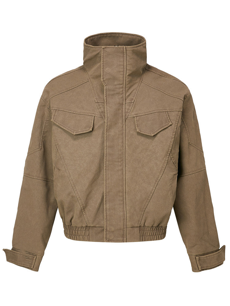 Button-down tailored distressed coat