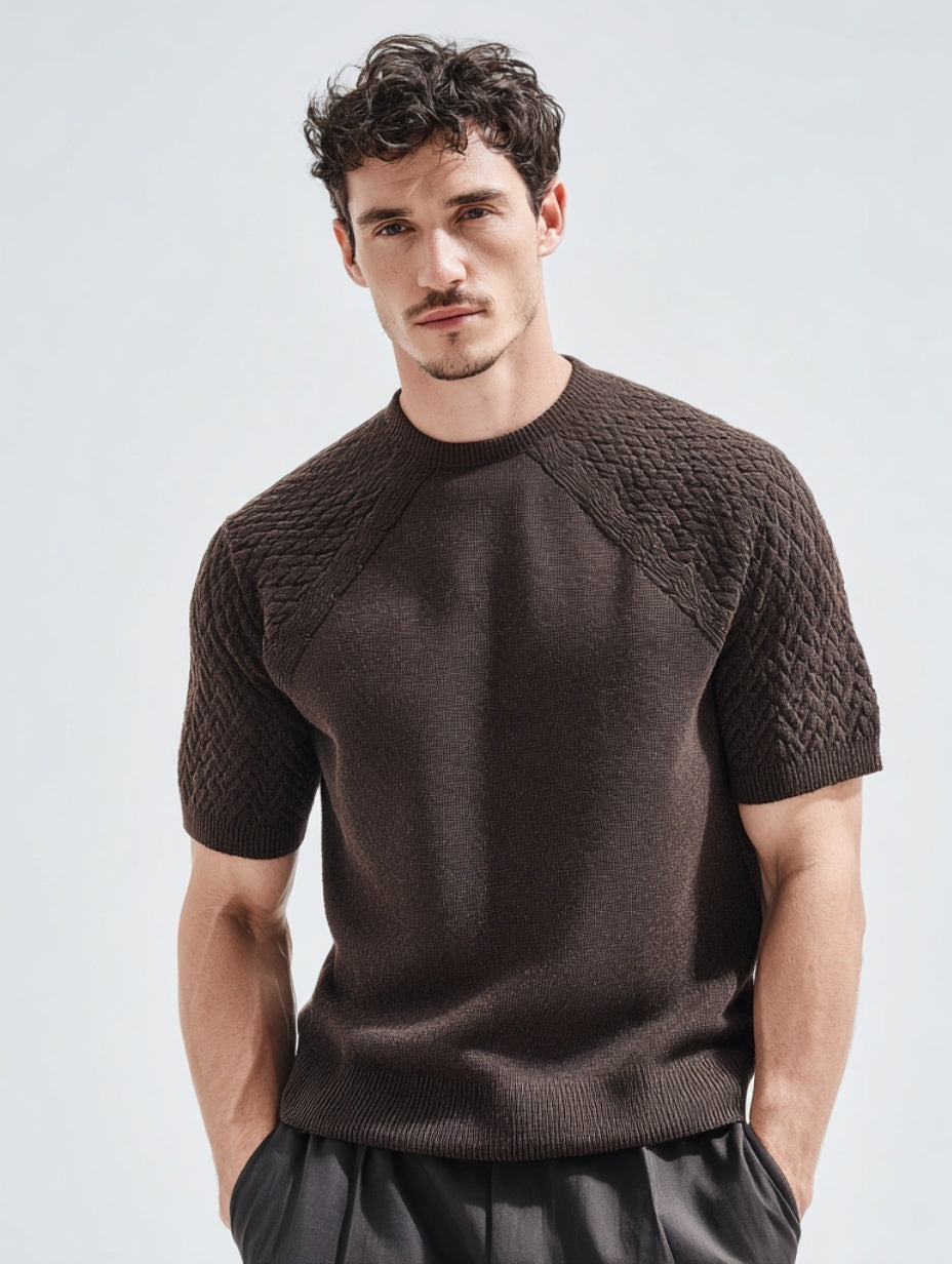 Men's knitted diamond-shaped shirt