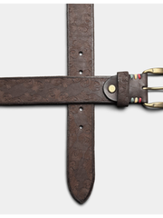 Leather belt with handcrafted copper snap fasteners made of genuine leather