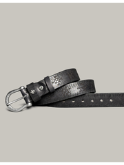 Leather belt with tanned leather and steel texture