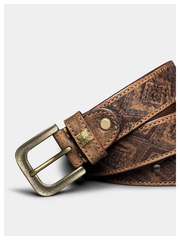 Decorative thickened Japanese flocking saddle leather cowhide belt