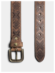 Decorative thickened Japanese flocking saddle leather cowhide belt