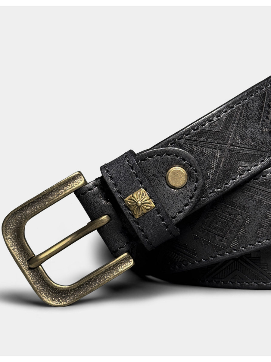 Decorative thickened Japanese flocking saddle leather cowhide belt