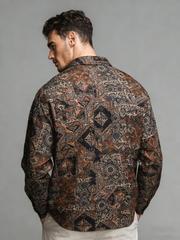 Retro ethnic pattern casual long-sleeved shirt