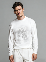 Ancient portrait printed long-sleeved T-shirt