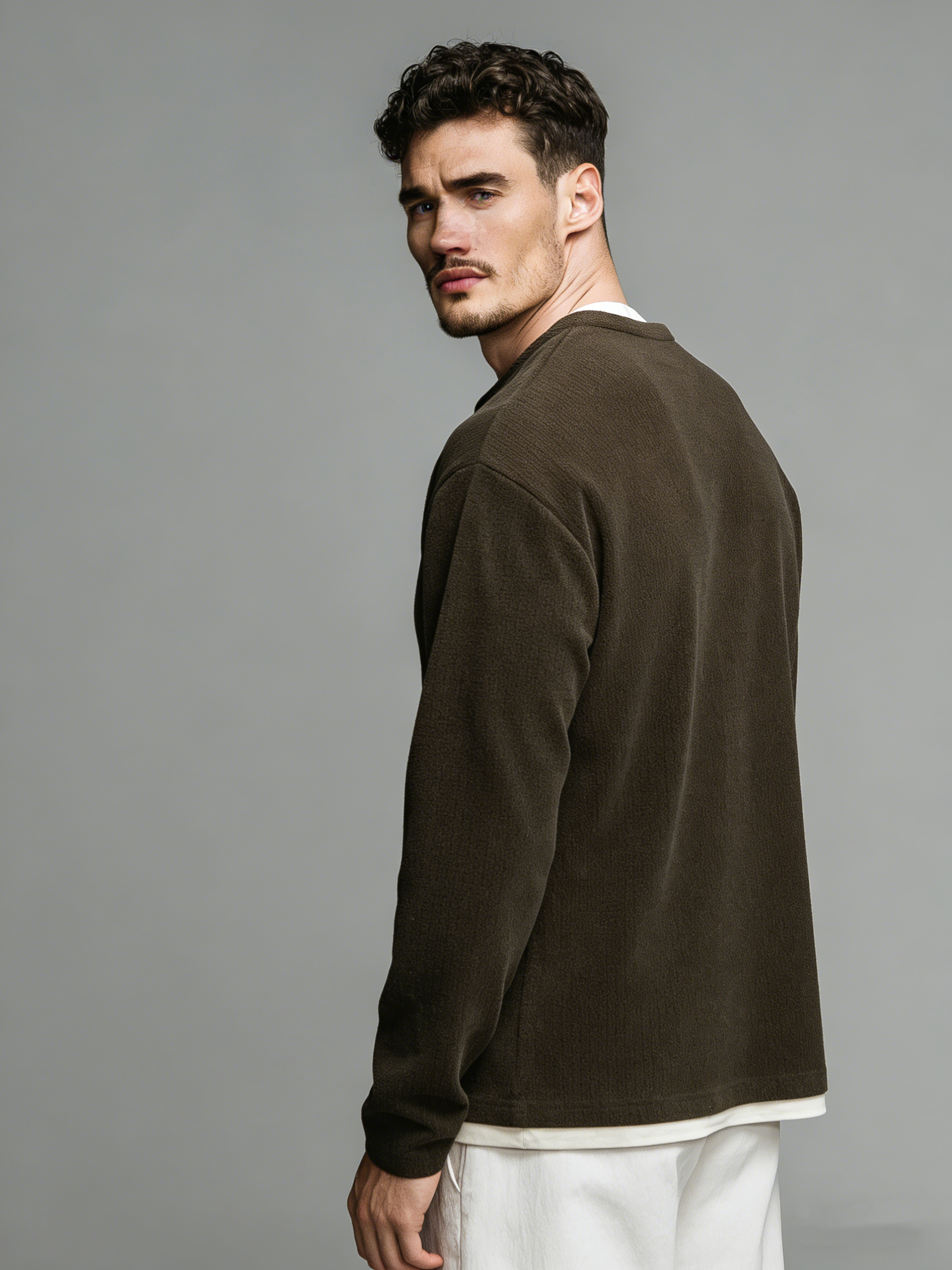 Branch pattern round-neck men's long-sleeved T-shirt
