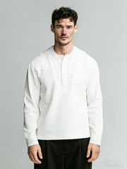 New men's retro embroidered round-neck top