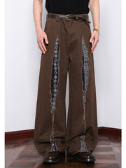 Damaged and pieced-together casual pants