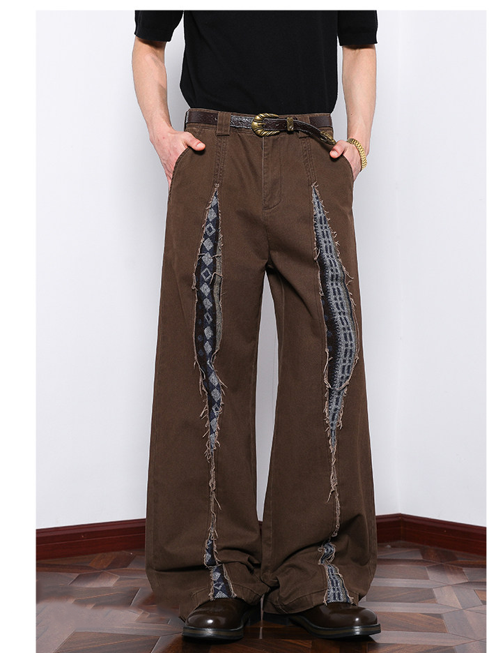 Damaged and pieced-together casual pants