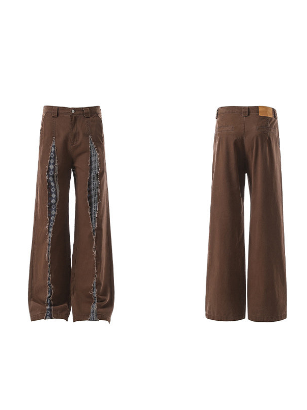 Damaged and pieced-together casual pants