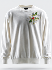 Round-neck printed sweater
