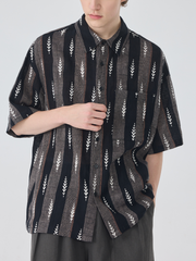 Men's casual linen printed shirt