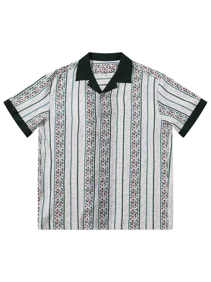 Men's Casual Short-Sleeve Shirt with Cuban Collar