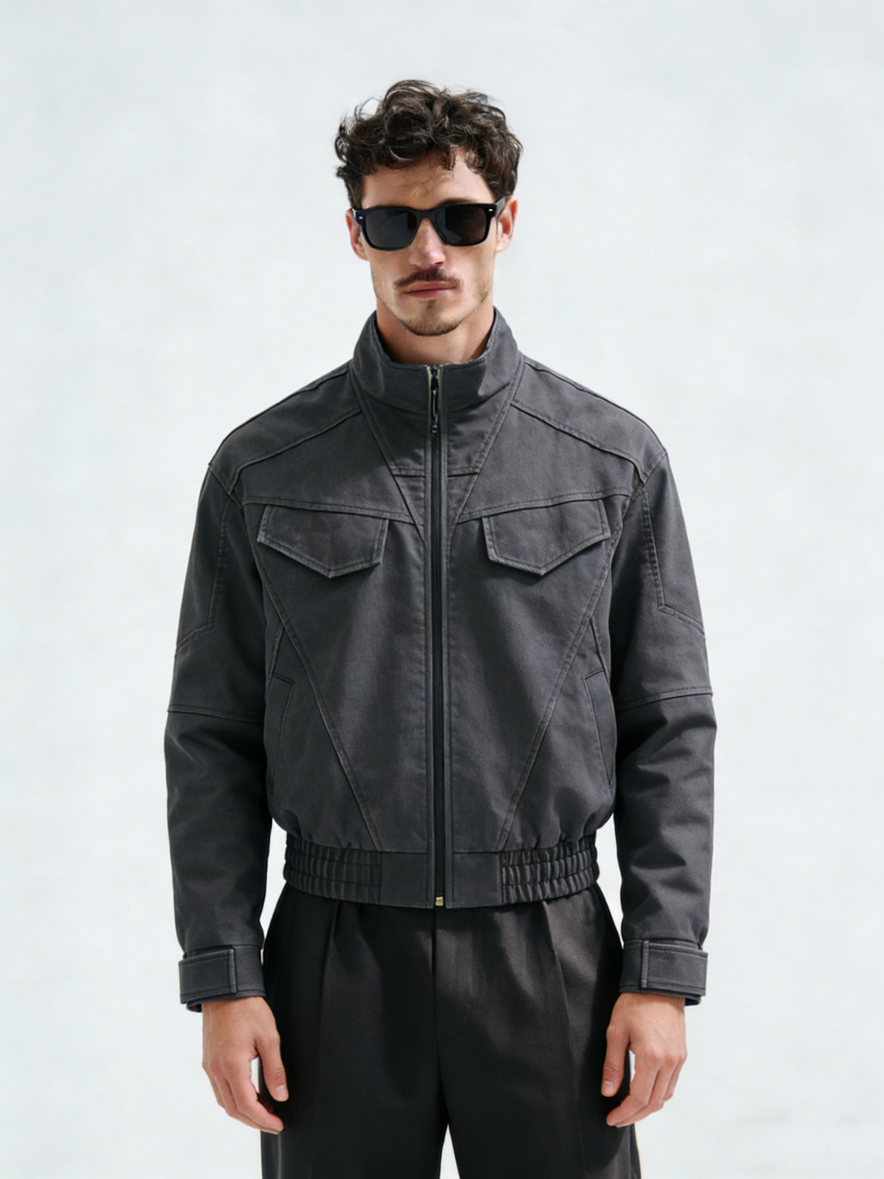 Button-down tailored distressed coat