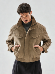 Button-down tailored distressed coat