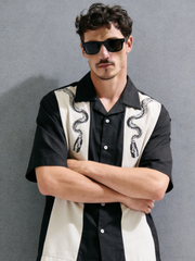 Men's snake print Cuban collar shirt