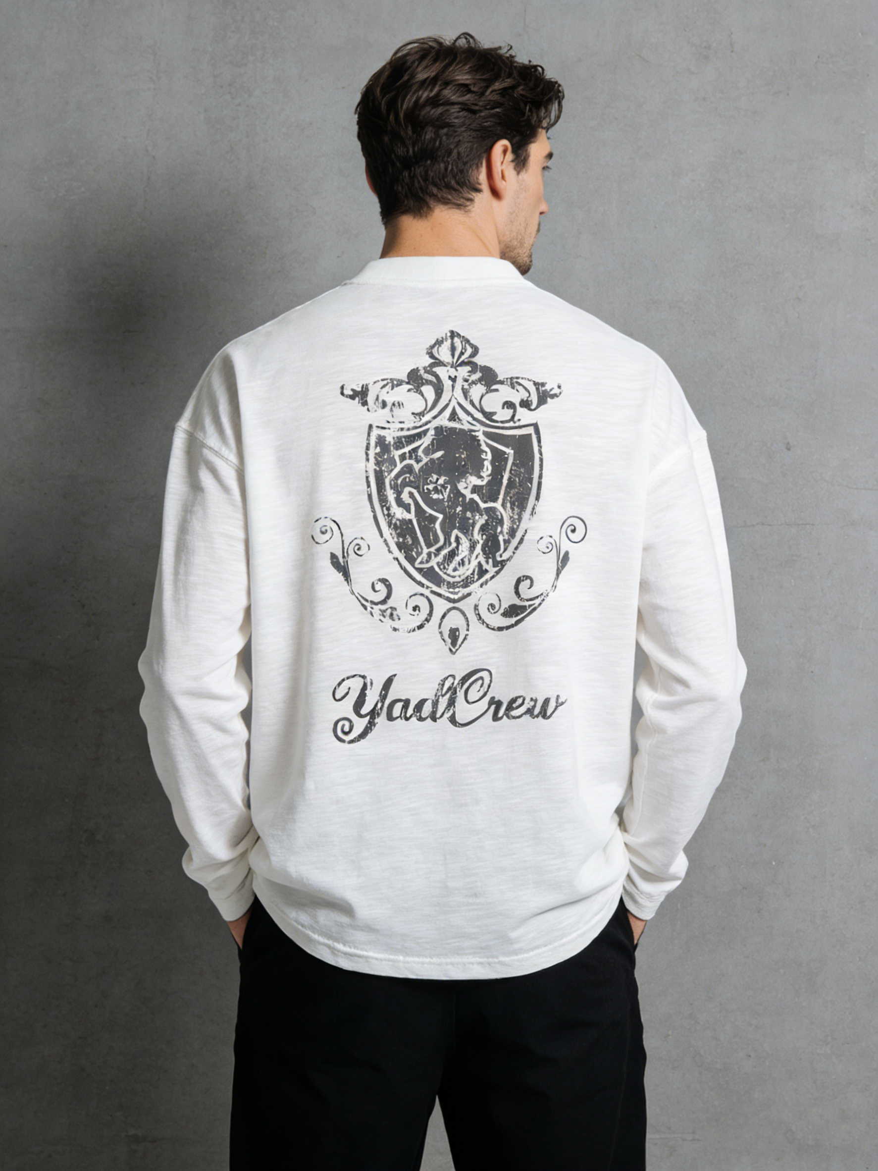 Fashionable printed pure cotton round-neck hoodie